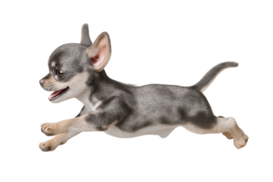 Cute puppy in running pose transparent background