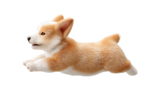 Cute puppy in running pose transparent background