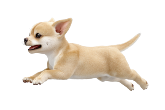 Cute puppy in running pose transparent background