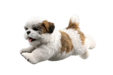 Cute puppy in running pose transparent background
