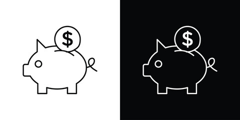 Piggy bank icon symbols. Simple pictograms for web sites and mobile app