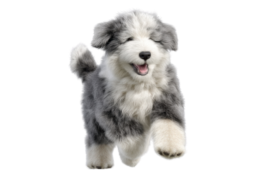 Cute puppy in running pose transparent background