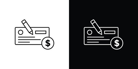 Money check icon symbols. Simple pictograms for web sites and mobile app