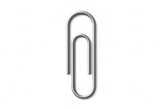 Metallic Paperclip on Transparent Background, Ready for Your Design