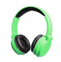 Light green headphones with pads on white background