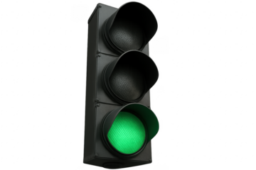 Green Traffic Light Showing Go Signal on Transparent Background