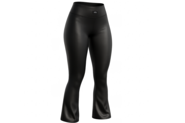 Black flared pants isolated on transparent background showcasing modern fashion trends