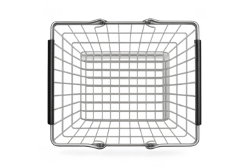 Empty Shopping Basket from Above on Transparent Background