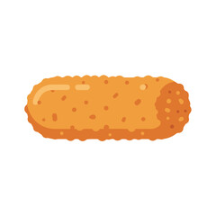 A simple flat vector illustration of a golden brown breaded and fried food item like a croquette or fish stick.