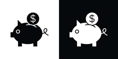 Piggy bank icon collection flat style - stock vector.