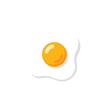 A simple, stylized illustration of a fried egg with a bright yellow yolk and wispy white on a plain white background.