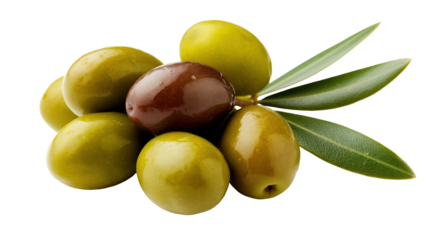 Cluster of olives with leaves