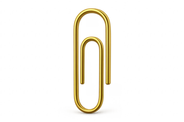 Golden Paperclip on Transparent Background Symbolizing Office Supplies