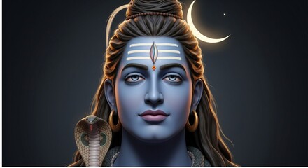 Artful Rendering of the Hindu God Shiva