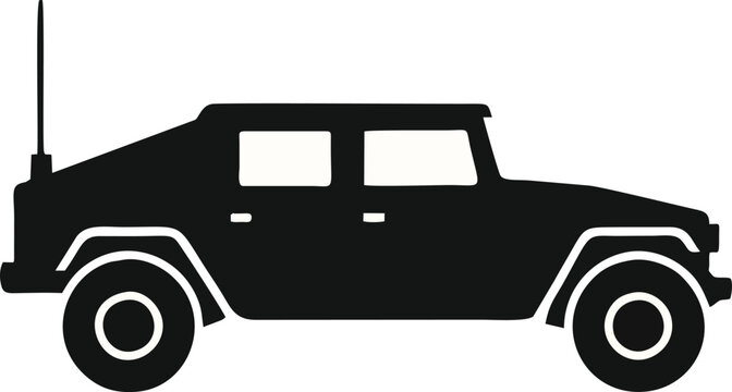 Humvee Silhouette &ndash; Flat Vector Military Jeep Army Vehicle Icon