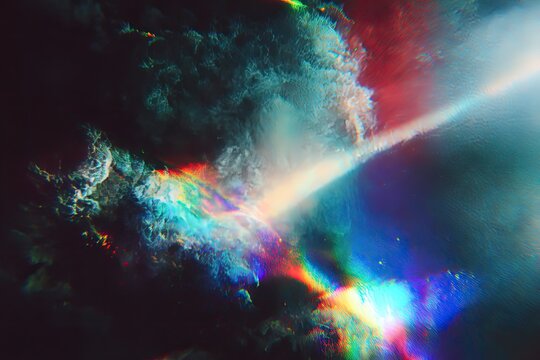 Abstract, vibrant, glitch art.  A dynamic display of swirling, fragmented colors - Powered by Adobe