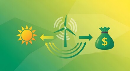 Environmental Energy Saving Solar Wind Power Concept Illustration