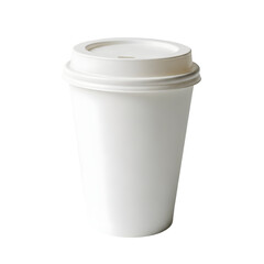 Isolated white disposable coffee cup with lid. Perfect for hot beverages, symbolizing take-out convenience, cafes, and daily on-the-go refreshment. A blank container for branding