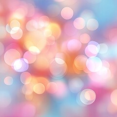 Soft, dreamy bokeh with pastel hues of pink, blue, orange, and yellow