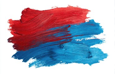 Abstract paint stroke, red and blue