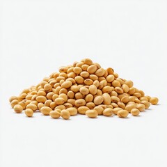 A pile of light golden soybeans
