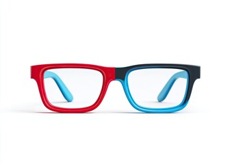 Fototapeta premium Colorful eyeglasses, red and blue, square frames