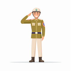Soldier in Beige Uniform Saluting with Helmet - AI Generated