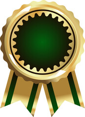 Golden Luxury Badge with Ribbon for Certificate, Award, or Premium Label Design