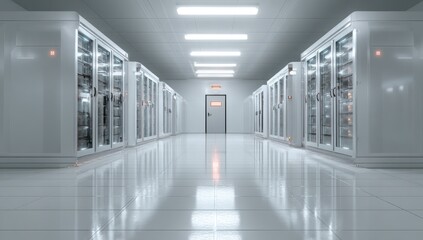 Clean, modern server room interior