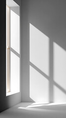 Fototapeta premium Bright Sunlight Streaming Through Window in Minimalist Room