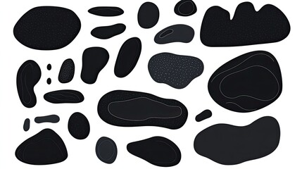 Set of abstract black organic shapes