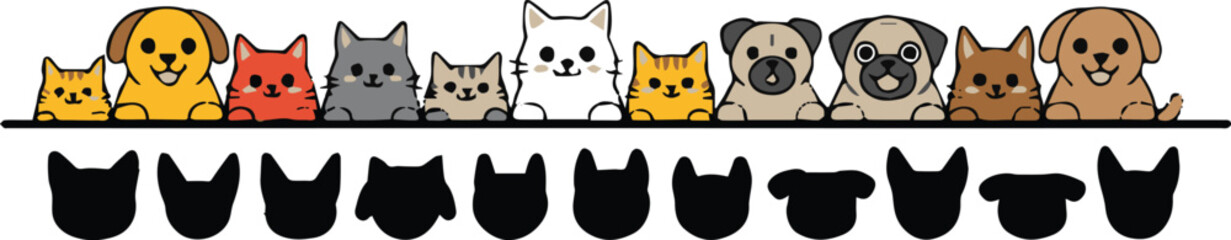 cartoon animal faces matching silhouettes puzzle vector for kids brainteaser ai eps jpeg png clipart educational design