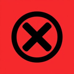 Bold Red Background with Black Circle and Cross Symbol Emphasizing Importance of Caution or Warning