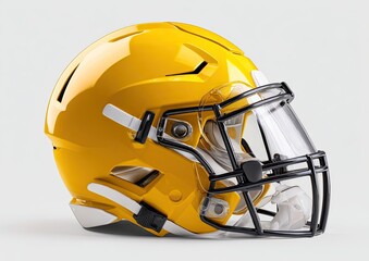 Fototapeta premium Bright yellow football helmet, clear facemask