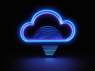 Neon Cloud Symbol on Dark Background