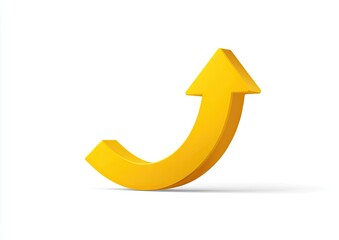 3D curved upward yellow arrow