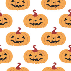 Autumn Halloween with scary pumpkins seamless pattern background for packaging and decoration