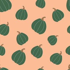 Autumn Halloween with dark green pumpkins seamless pattern background for packaging and decoration
