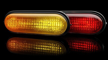 Obraz premium Two Illuminated Rectangular LED Lights with Black Frames on Black Surface