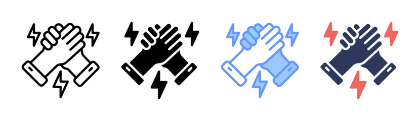 Arm Wrestling Icon Set Multiple Style Collection