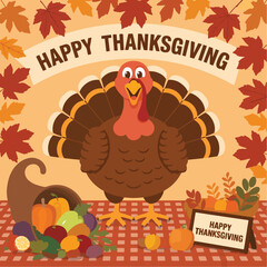 Flat Happy Thanksgiving vector illustration background