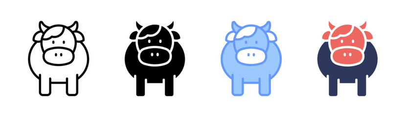 Cow Icon Set Multiple Style Collection