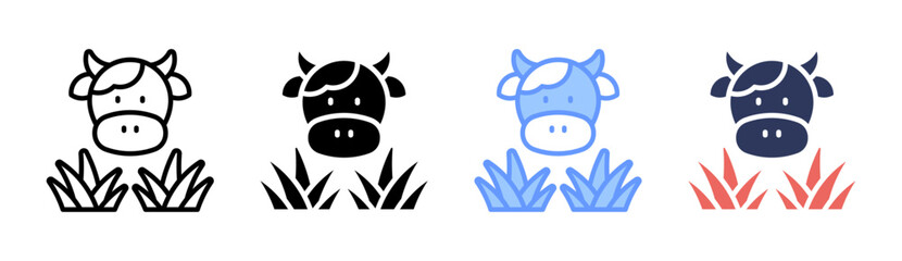 Cow Icon Set Multiple Style Collection