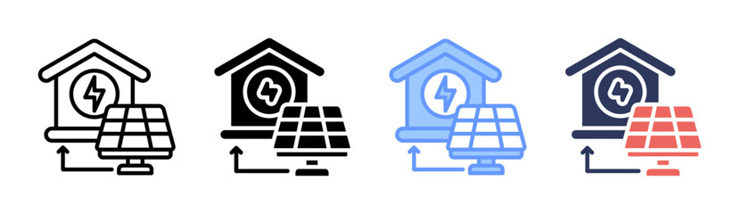 Solar Power Hub Icon Set Multiple Style Collection