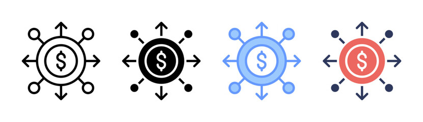 Financial Flow Icon Set Multiple Style Collection