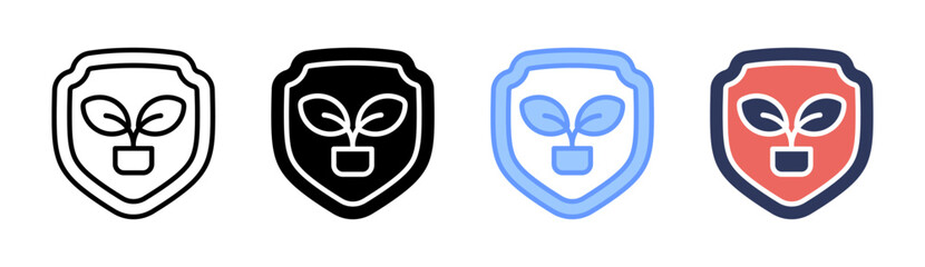 Green Shield Icon Set Multiple Style Collection