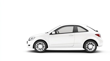 Fototapeta premium White compact car on white background isolated 3 d render