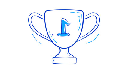 Blue trophy with number one cutout award winner