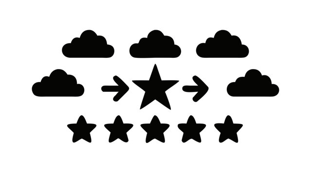 Celestial Journey with Stars and Clouds arrows progress