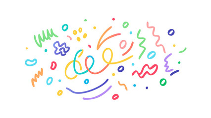 Colorful abstract doodles and shapes background blue